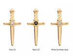 14K Gold Threadless Dagger Bezel Set CZ/Opal Top (3 colors)