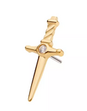 14K Gold Threadless Dagger Bezel Set CZ/Opal Top (3 colors)