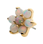 14K Gold Threadless Flower 7 Gems CZ/Opal Top (27 colors)