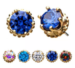 14K Gold Threadless Crown Set CZ Top (5 colors)