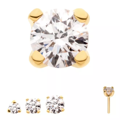 14K Gold Threadless Prong-Set Diamond Top (5 sizes)