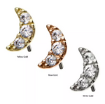 14K Gold Threadless Moon 3 CZ/Swarovski Top (4 options)