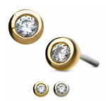 14K Gold Threadless Bezel-Set CZ/Swarovski Top (3 options)