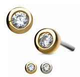 14K Gold Threadless Bezel-Set CZ/Swarovski Top (3 options)