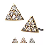 14K Gold Threadless Triangle Multi CZ Top (3 colors)