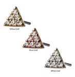 14K Gold Threadless Triangle Multi CZ Top (3 colors)