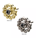 14K Gold Threadless Hollow Flower Center CZ Top (2 colors)