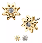 14K Gold Threadless Sun Center CZ Top (2 colors)