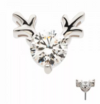 14K White Gold Reindeer CZ Top