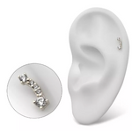 14K White Gold Curve 5-CZ Top
