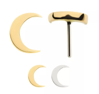 14K Gold Threadless Moon Top (2 colors)