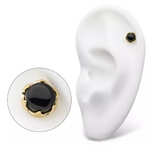 14K Gold Threadless Prong Black Onyx Top (2 colors)