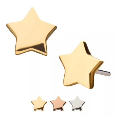 14K Gold Threadless Star Top (3 colors)