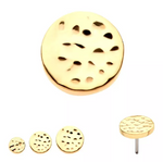 14K Gold Threadless Hammered Disk Top (3 sizes)