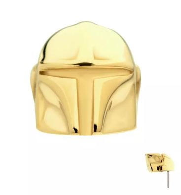 14K Gold Threadless Star Wars Mandalorian Helmet Top