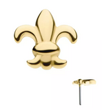 14K Gold Threadless Fleur De Lis Top