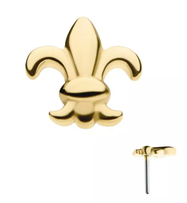 14K Gold Threadless Fleur De Lis Top