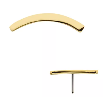 14K Gold Threadless Curved Bar Top