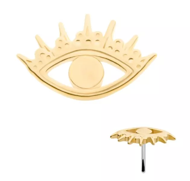 14K Gold Threadless Evil Eye Top