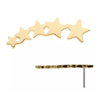 14K Gold Threadless 5-Star Cluster Top