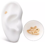 14K Gold Threadless Holllow Lotus Top