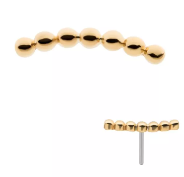 14K Gold Threadless Beaded Cluster Curve Top