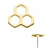 14K Gold Threadless Cut Out Honeycomb Top