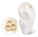 14K Gold Threadless Cut Out Honeycomb Top