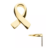 14K Gold Threadless Awareness Ribbon Symbol Top