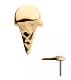 14K Gold Threadless Ice Cream Cone Top
