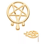 14K Gold Threadless Dripping Pentagram Top
