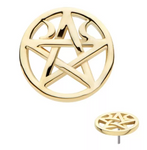 14K Gold Threadless Moon Pentacle Top