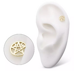 14K Gold Threadless Moon Pentacle Top