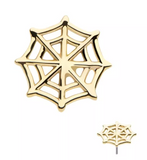 14K Gold Threadless Round Spiderweb Top