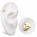 14K Gold Threadless Cut Out Skull Top