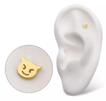 14K Gold Threadless Cut Out Devil Emoji Top