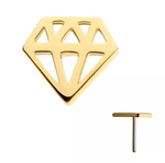 14K Gold Threadless Diamond Symbol Top