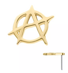 14K Gold Threadless  Anarchy Symbol Top