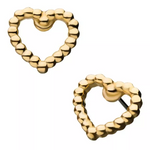 14K Gold Threadless Hollow Beaded Heart Top
