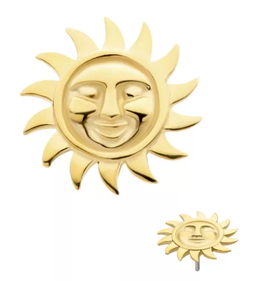 14K Gold Threadless Sun Face Top