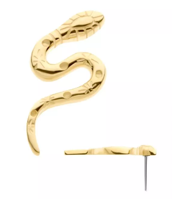 14K Gold Threadless Ornate Snake Top