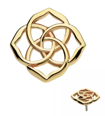14K Gold Threadless 4 Pointed Celtic Knot Top