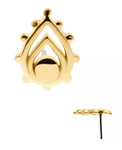 14K Gold Threadless Beaded Edge Pear Top