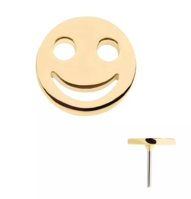 14K Gold Threadless Cut Out Smiley Face Emoji Top