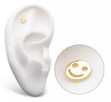 14K Gold Threadless Cut Out Smiley Face Emoji Top