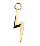 14K Gold 3D Lightning Bolt Charm