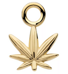 14K Gold Pot Leaf Charm