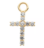 14K Gold Cross Prong-Set CZ Charm