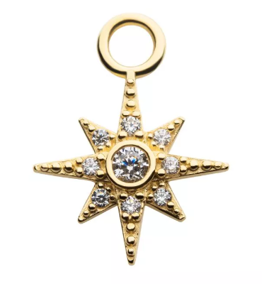 14K Gold 8-Point Star CZ Charm