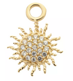 14K Gold Sunburst Pave CZ Charm